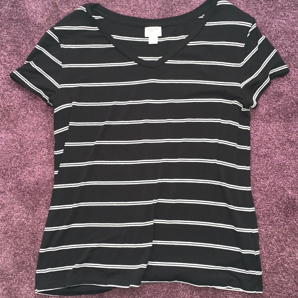 striped v-neck top size medium